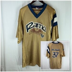Vtg No Huddle St Louis Rams Jersey Men's Med Retro NFL Football‎ Est 37 Gold Y2K